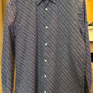 Perry Ellis Black and White Checkered Button Down Shirt